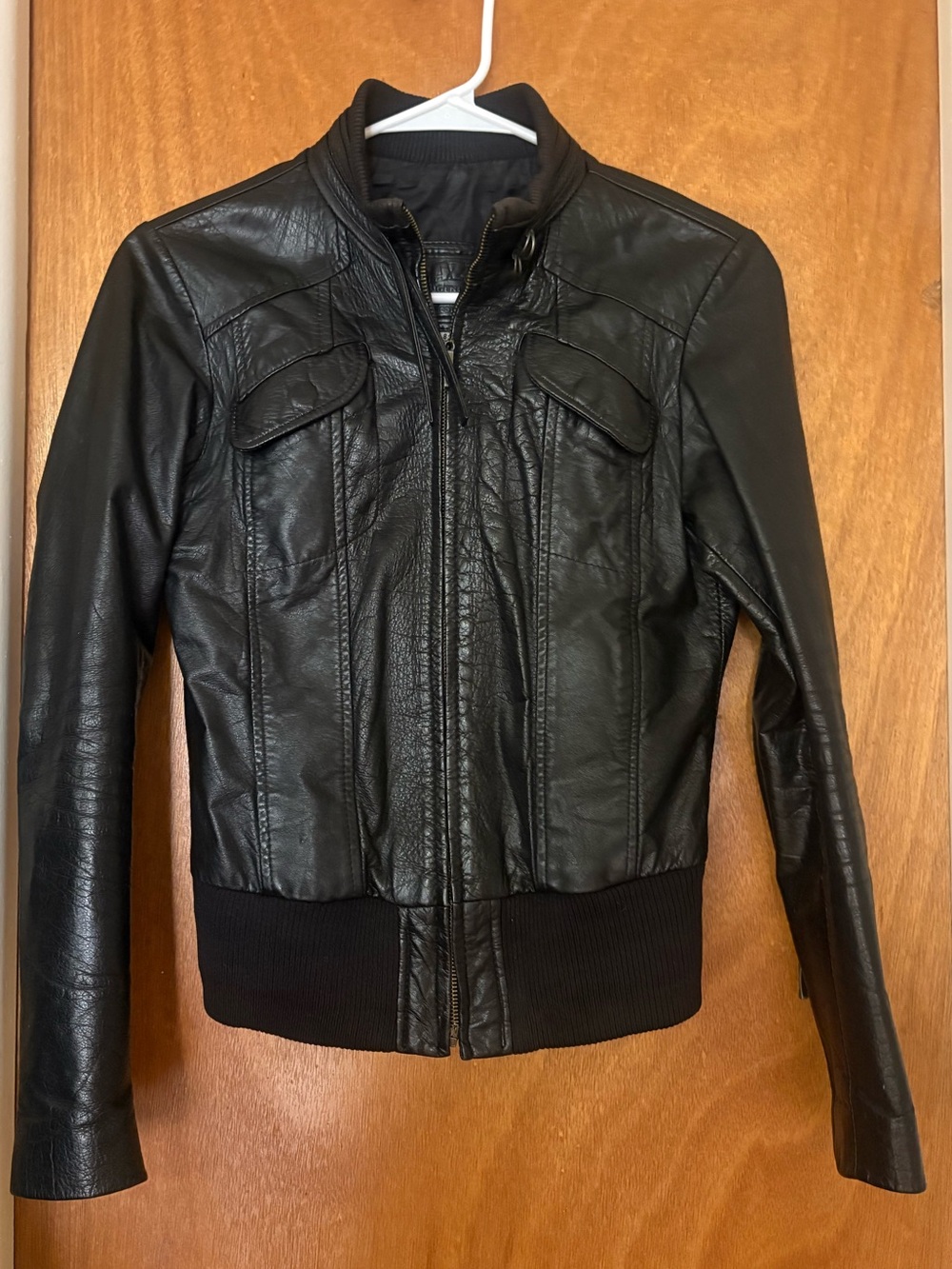 Vintage Black Women's Leather Bomber Jacket